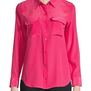 Equipment silk hot pink button down shirt NWT